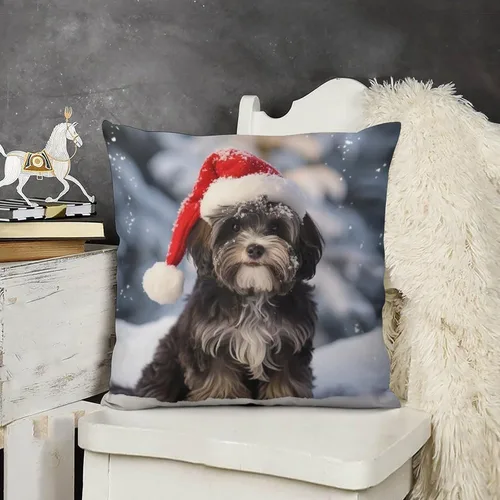 Vista 13 de Almohadas decorativas para sofá, perro, cachorro, decoradas con luces de Papá Noel, regalo para amantes de los perros, funda de cojín para sofá al