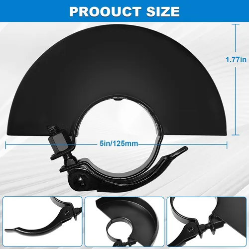 Vista 2 de Protector de amoladora angular de 5 pulgadas y 4.921 in para amoladora Dewalt 4 1/2 397661-01 de metal ajustable cubierta protectora de repuesto