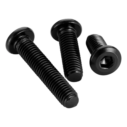 Vista 4 de Tornillos redondos planos de 5/16-18 x 1-3/4 pulgadas, pernos de conector para muebles, acabado negro 304 de acero inoxidable, rosca completa, 10