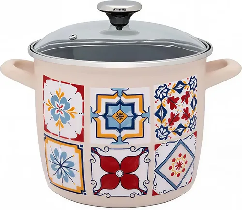 Vista 3 de Enameled Steel Pot Gourmet Enamelware Cooking Pot Kitchen Pot Cookware (Love Bakery 1.75-qt. (1.65 L))