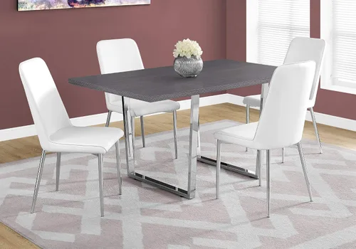 Vista 4 de Mesa de comedor, 60.0 in rectangular, cocina, comedor, laminado gris, metal cromado, contemporáneo, moderno YM414