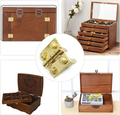 Vista 5 de Honbay Bisagras de casa de muñecas en miniatura, joyero, accesorios de hardware pequeño con 200 tornillos (dorado)