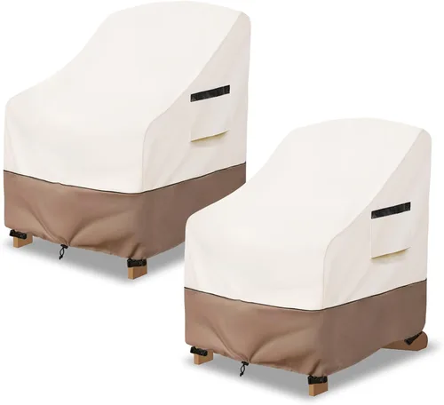 Vista 16 de Fundas impermeables para sillas de patio, paquete de 2, 27.5 Beige