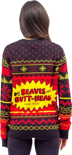 Vista 6 de Beavis and Butthead Rock and Roll - Suéter feo de Navidad de tres