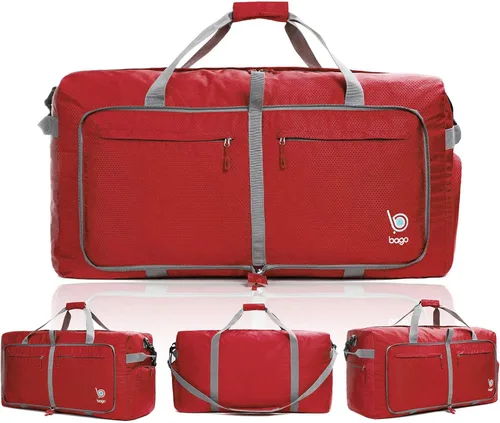 Vista 9 de Bago Bolsa de viaje para hombre y mujer, ligera, plegable, bolsa de lona para equipaje de 15.85 gal, 21.13 gal, y 26.42 gal (60 L, 80 L y 100 L)