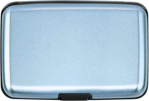 Vista 4 de Portatarjetas de crédito con bloqueo RFID, mini tarjetero delgado de aluminio duro para hombres o mujeres