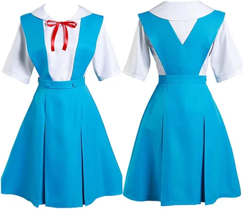 Vista 2 de Disfraz de anime Ayanami Rei Cosplay uniforme falda vestido de Halloween