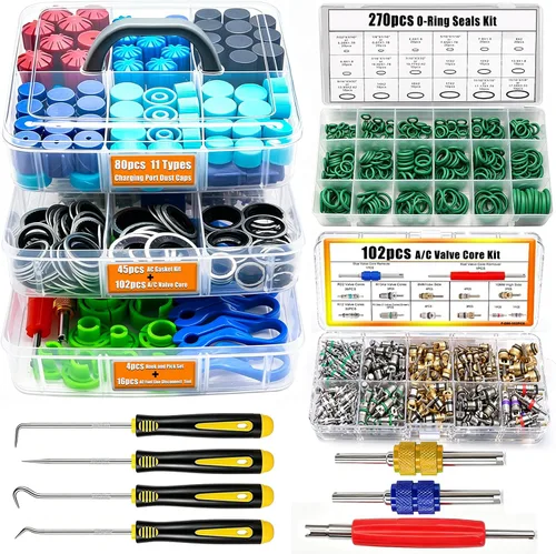 Vista 13 de Taiss Kit de accesorios de núcleo de válvula de aire acondicionado de coche, 102 Uds., con herramienta de extracción de núcleo de válvula, R12