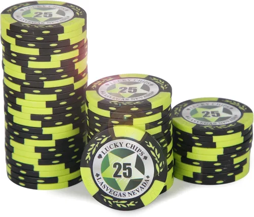 Vista 9 de ORIENGEAR Professional Poker Chips, 50 Pcs 14 Gram Composite Chips with Clear Denominations, Numbered Casino Chips for Blackjack, Roulette & Poker