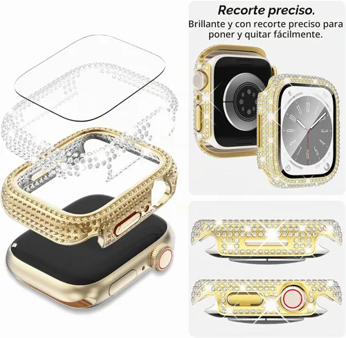 Vista 3 de KADES V-Shape Band and Case Compatible for Apple Watch Series 1-11 dorado (V-Gold)