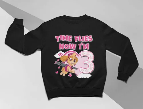 Vista 4 de Sudadera de cumpleaños para niña, diseño de Patrulla Canina Skye