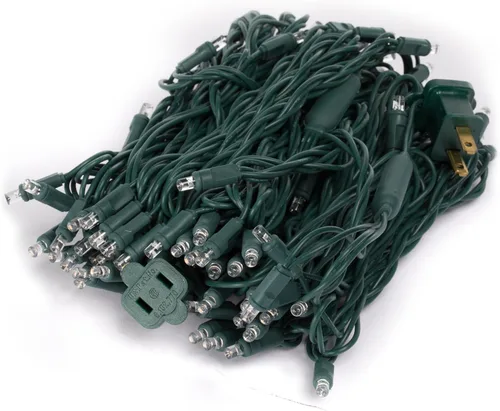 Vista 3 de Vickerman X6G6109PBG 100 luces de gran angular LED conjunto de luces blancas puras en cable verde