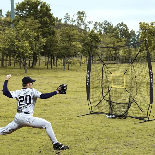 Vista 3 de Storgem Baseball and Softball Practice Net 7×7ft Portable Hitting Pitching Batting Training Net Baseball Backstop Net with Batting Tee and Strike