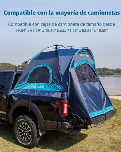 Vista 4 de Golabs Truck Bed Tent, 5-6 Ft Camping Tent, Easy Setup by Pre-Attached Pole Azul