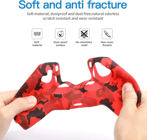 Vista 2 de Benazcap Accesorios de silicona para PS5 DualSense Wireless Controller Grip Case con protección antideslizante de silicona a prueba de polvo, 1