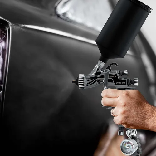 Vista 6 de Master Elite Performance PRO-88 HVLP Pistola de pintura en aerosol automotriz con punta de 0.051 in, taza de 1 litro, calibre regulador, adaptador
