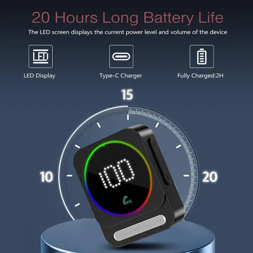 Vista 3 de LOFICOPER Adaptador AUX Bluetooth 5.3 para automóvil, receptor de audio Bluetooth inalámbrico, receptor de música con cancelación de ruido