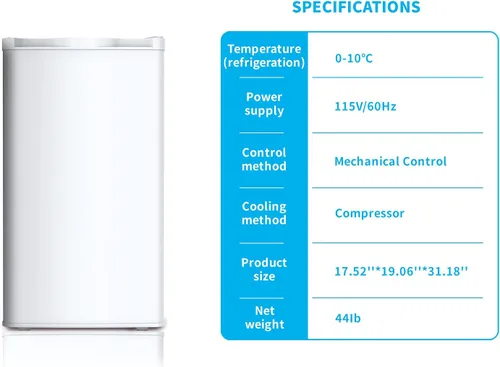 Vista 6 de N A - Mini refrigerador compacto de 3.2 pies cúbicos, máquina de almacenamiento de alimentos de una sola puerta para dormitorio, garaje, cámper