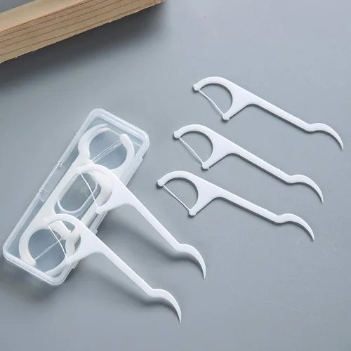 Vista 4 de 100 unidades desechables de hilo dental palitos limpiador de dientes cuidado oral con estuche de plástico portátil