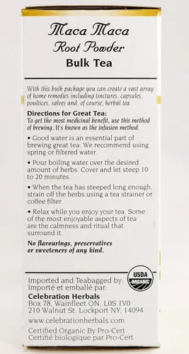 Vista 3 de Celebration Herbals Té orgánico de raíz de maca en polvo sin cafeína - 1.41 oz (té suelto)