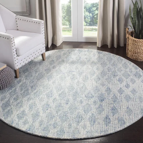 Vista 14 de SAFAVIEH Abstract Collection - Alfombra decorativa, 2 x 3 pies, marfil y azul, lana hecha a mano, ideal para zonas de alto tráfico en entrada, sala