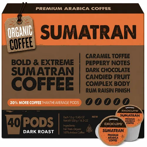 Vista 19 de EKOCUPS Cápsulas de café orgánico descafeinado con proceso de agua suiza de tostado medio, 30% más café por taza, café descafeinado de comercio