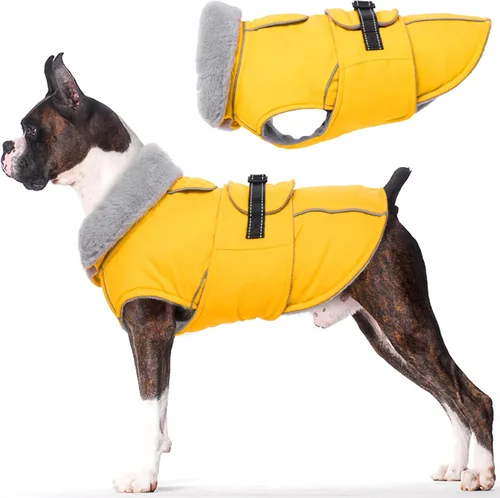 Vista 9 de Lelepet Dog Coat Reflective Waterproof Fleece Vest with Adjustable Buckle Abrigos de invierno reflectantes con cierre de ajustable, abrigos para Rojo