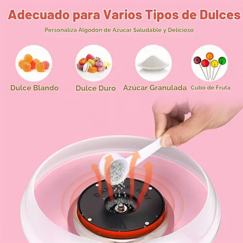 Vista 6 de Máquina de algodón de azúcar para niños, máquina de hilo dental de caramelo, mini máquina eléctrica portátil de algodón para el hogar, cumpleaños