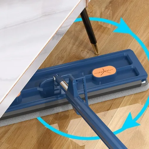 Vista 4 de Trapeador plano grande, mopa de microfibra, fregona plana grande para uso húmedo y seco, trapeador de polvo giratorio de 360 grados con raspador