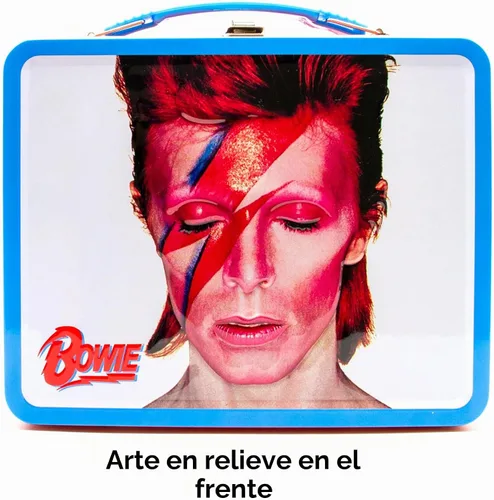 Vista 3 de AQUARIUS David Bowie Aladdin Sane - Caja de almacenamiento de lata resistente con mango de plástico y cubierta frontal en relieve, mercancía
