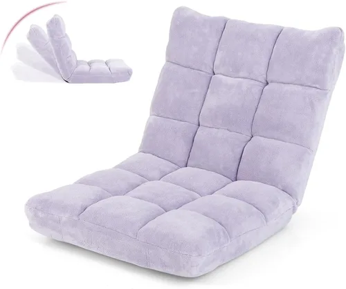 Vista 10 de GOFLAME Sofá de suelo plegable de 14 posiciones, sofá ajustable para juegos, silla acolchada, cama plegable para dormir para sala de estar, Negro