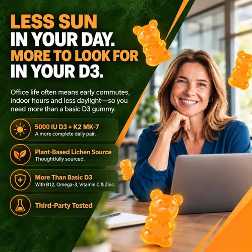Vista 5 de Nextdia - Gomitas de vitamina D3 K2 MK7 5000IU con magnesio y zinc para adultos