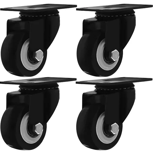Vista 8 de Ruedas giratorias con base de goma con placa superior y rodamiento resistente con freno de bloqueo total, paquete de 4 unidades, color negro