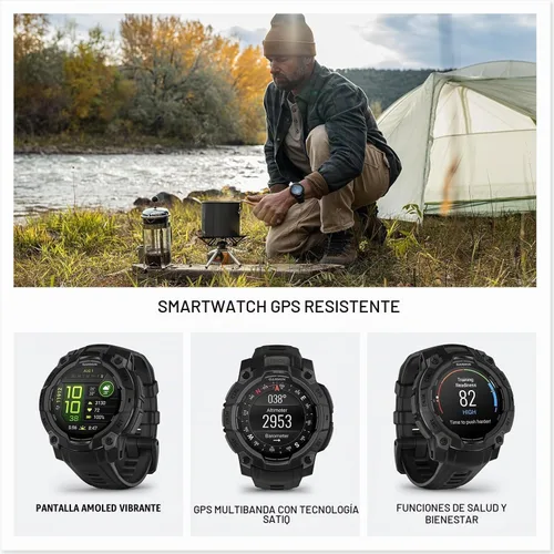 Vista 4 de PlayBetter Garmin Instinct 3 45mm (Negro) Paquete de Smartwatch GPS Resistente para Exteriores AMOLED - Bisel Reforzado con Metal, Linterna