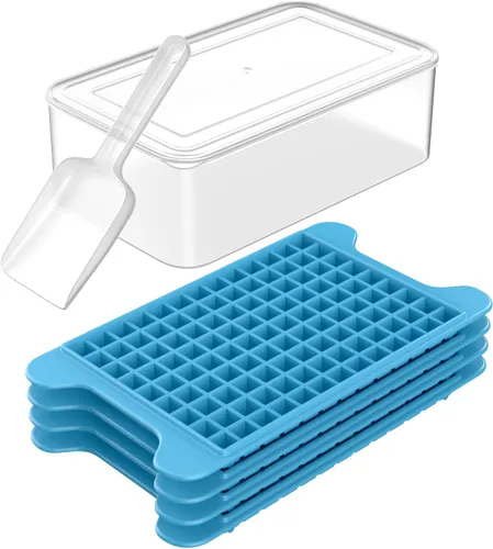 Vista 7 de Mini bandeja para cubitos de hielo para congelador: bandejas de hielo pequeñas FDDBI para congelador con contenedor – 117 × 4 piezas bandeja