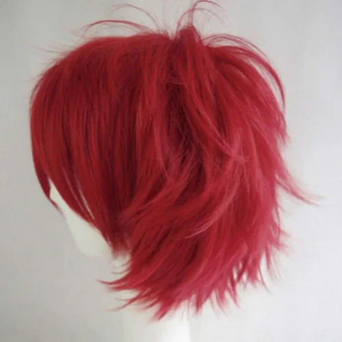 Vista 2 de Pelucas de pelo sintético lacio, corto y esponjoso. Para fiestas de cosplay, anime peluca con pelo despeinado y puntiagudo, para hombre y mujer
