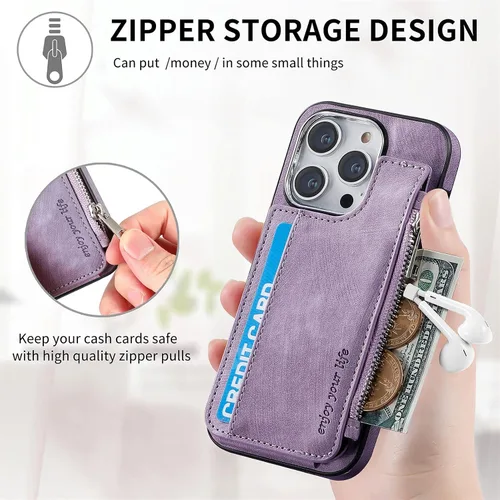 Vista 3 de Funda tipo cartera para iPhone 14 Pro Max de 6.7 pulgadas con soporte magnético MagSafe para tarjetas de bloqueo RFID, función atril, carga