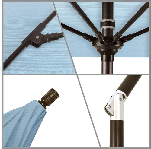 Vista 3 de California Umbrella GSCUF908117-5410 - Sombrilla redonda de 9 pies con poste de aluminio y varillas de fibra de vidrio para patio, 9 pies