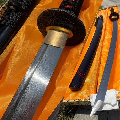 Vista 11 de Espada samurái japonesa auténtica hecha a mano de acero de alto carbono 1095 de acero de alto carbono, espada samurái japonesa de espiga completa