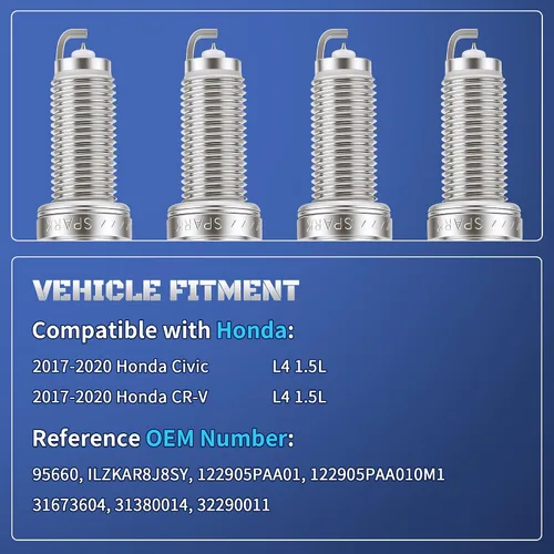 Vista 3 de Iridio Platinum Bujías 4 Pack 95660 para Honda Civic CR-V 1.5L 17-20