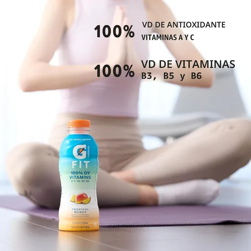 Vista 4 de Gatorade Fit - Bebida con electrolitos, hidratación real saludable, mango tropical, botellas de 16.9 onzas (paquete de 12)
