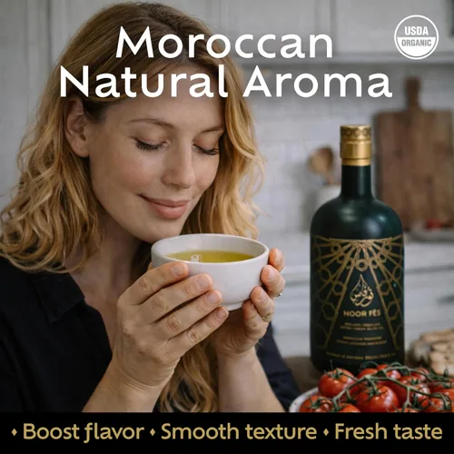 Vista 7 de NOOR FÈS EVOO Set de regalo Más de 20 premios USDA Orgánico 584 mg/kg de alto en polifenoles Virgen extra Finca de origen único Aceite
