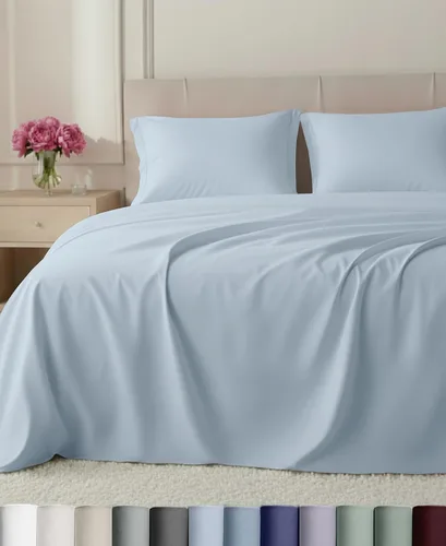 Vista 35 de California Design Den Juego de sábanas de lujo tamaño Queen, 800 hilos, 100% satén de algodón para cama tamaño Queen, juego de ropa de cama con Beige