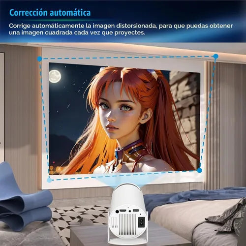 Vista 4 de HY300 PRO - Mini proyector 4K con WiFi y Bluetooth, proyector portátil 4K 1080P, proyector inteligente con Android 11.0 WiFi6 BT5.0 Corrección