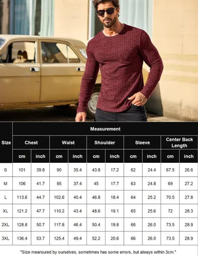 Vista 2 de COOFANDY Camiseta de manga larga para hombre, cuello redondo, para entrenamiento, fisicoculturismo, camiseta casual
