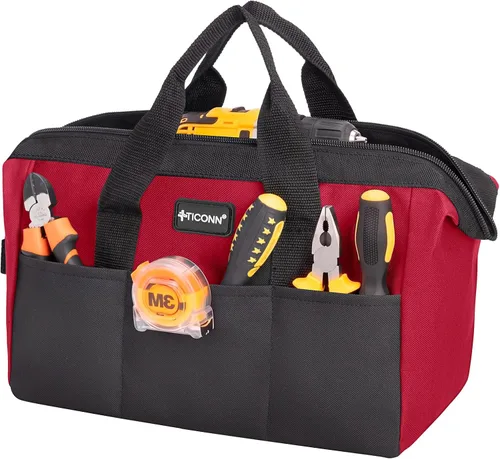 Vista 19 de TICONN Bolsa de herramientas resistente con múltiples bolsillos, organizador de caja de herramientas portátil, bolsa de almacenamiento, con correa