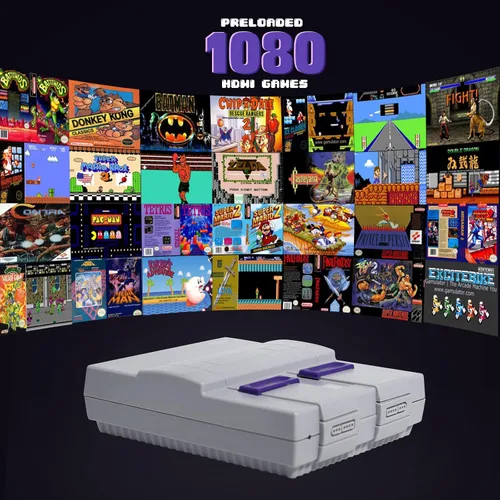 Vista 2 de Retro Game Console Classic Mini Retro Game System Built-in 1080 Games and 2 Controllers, 8-Bit Video Game System with Classic Games, Support TF