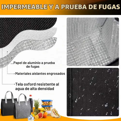 Vista 4 de RAINFLOW Lonchera térmica de alta calidad, a prueba de fugas e impermeable, de gran capacidad, duradera, mantiene la comida caliente o fría