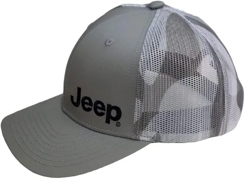 Vista 5 de Jeep Logotipo de texto premium con malla de camuflaje Trucker Dads Hat para hombre, gorra de béisbol, sombrero de polo
