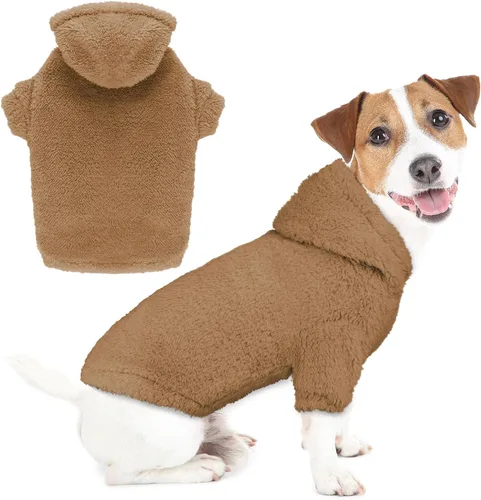 Vista 18 de Suéteres mullidos para perros medianos, suéter con capucha para perro, ropa cálida, suave y acogedora, abrigos para mascotas, sudadera con capucha